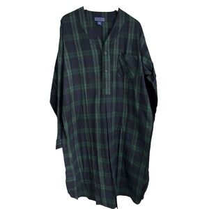 Cotton Flannel Night Shirt Pajamas Black Watch Plaid Savile Row S/M NWT